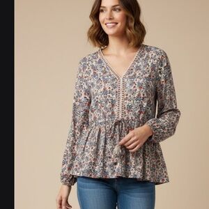 Max Studio Floral V-Neck Blouse